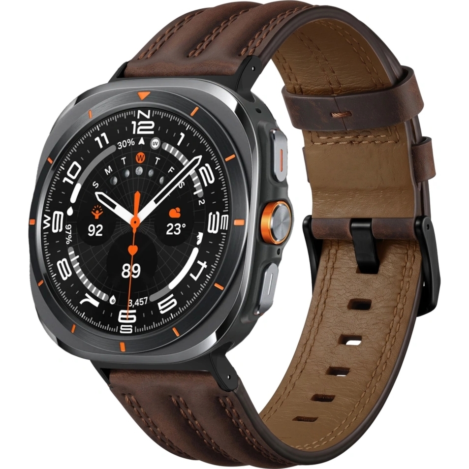 Pasek Tech Protect Leatherfit Craft do Galaxy Watch Ultra 2 (2026) 47 mm / 1 47mm (2025), brązowy