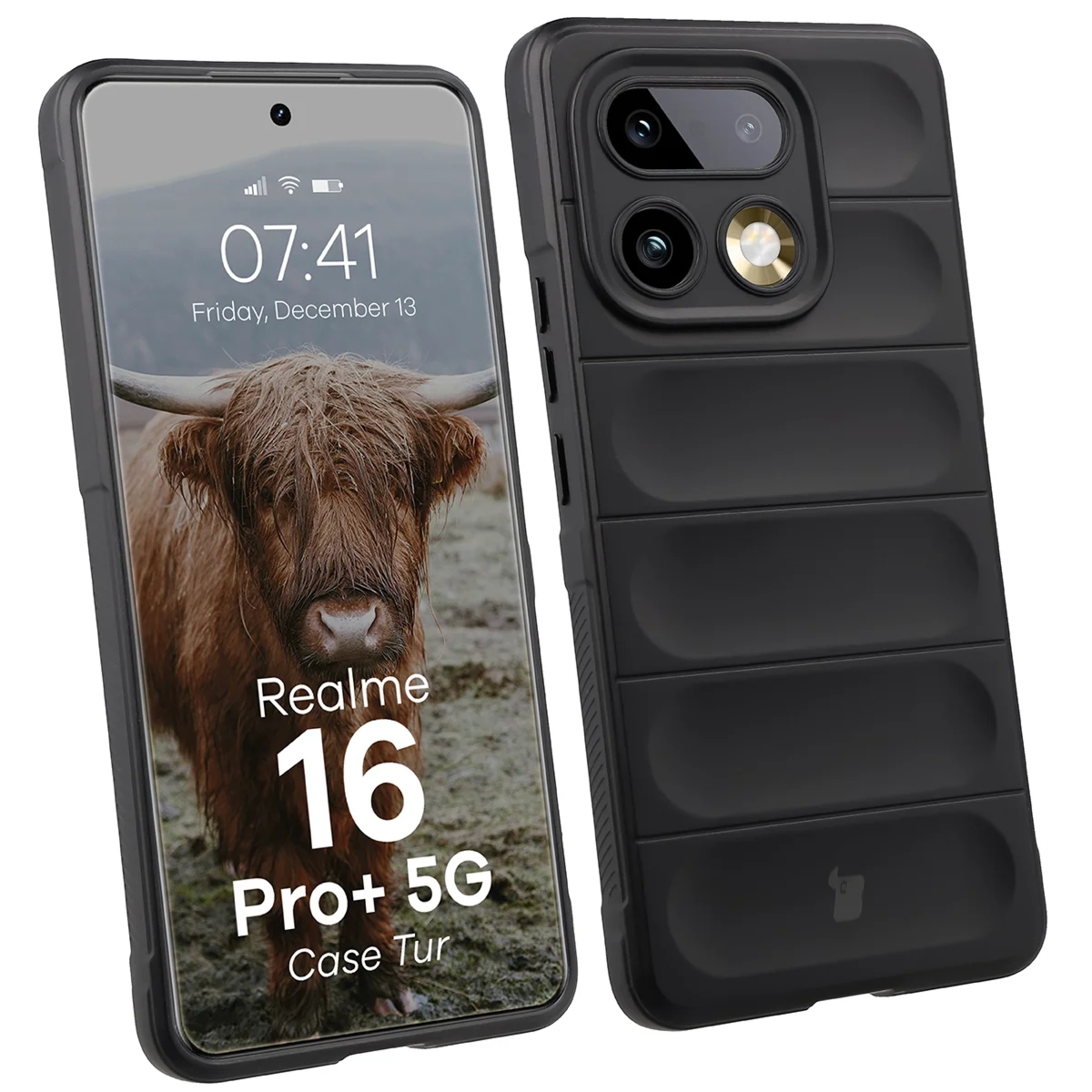 Pancerne etui Bizon Case Tur do Realme 16 Pro Plus 5G, czarne