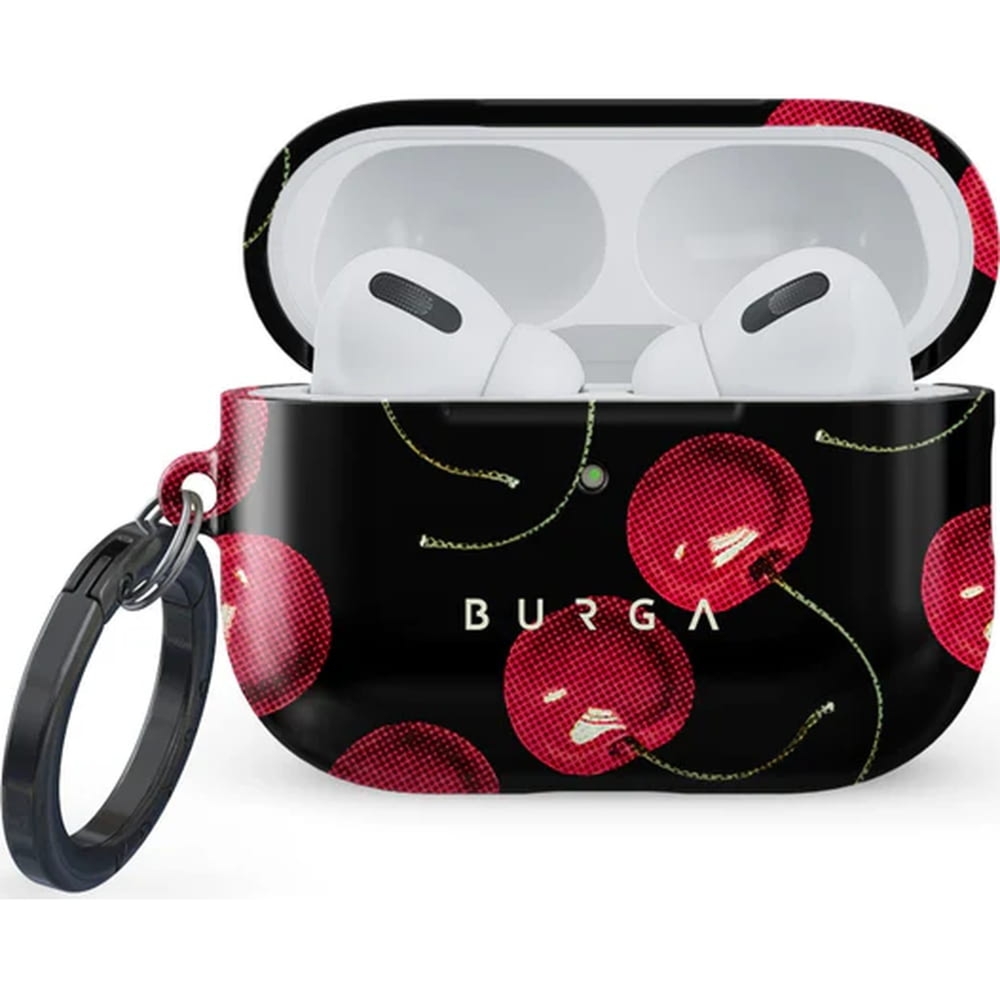 Etui Burga Cherrybomb do AirPods Pro 3, czarne ze wzorem wiśni