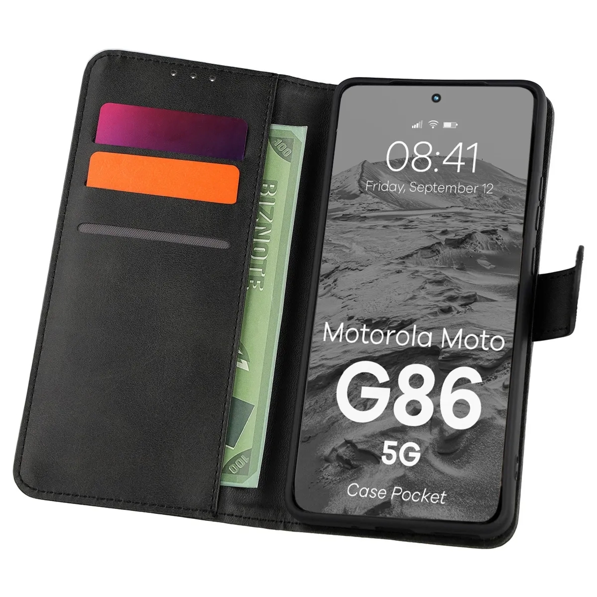 Etui z klapką Bizon Case Pocket do Motorola Moto G86 5G, czarne