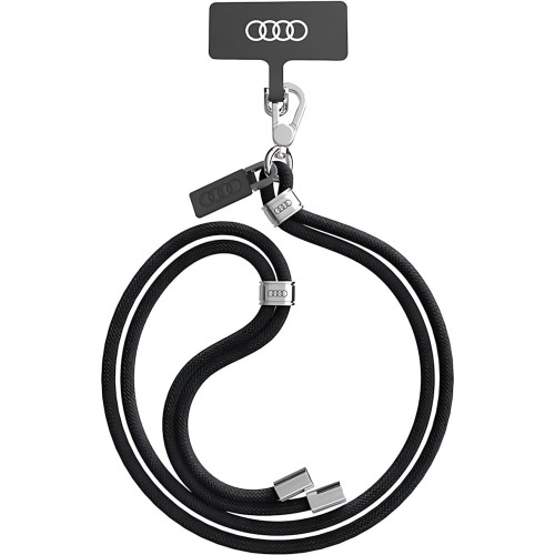 Image of Uniwersalna, regulowana smycz na telefon Audi crossbody AU-CBL6-R8/D1-BK, 120cm, 6mm, czarna