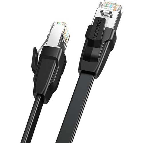 Image of Kabel sieciowy płaski LAN Ethernet Ugreen RJ45 Cat 8 U/FTP, 256 Gbps, 1m, czarny