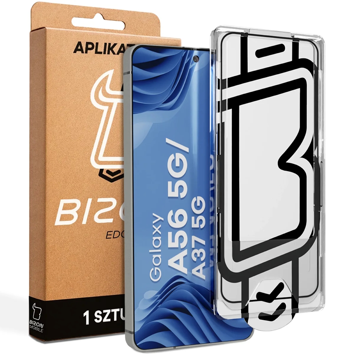 Szkło hartowane z ramką aplikacyjną Bizon Glass Aplikator Edge do Galaxy A56 5G / A37 5G, 1 zestaw