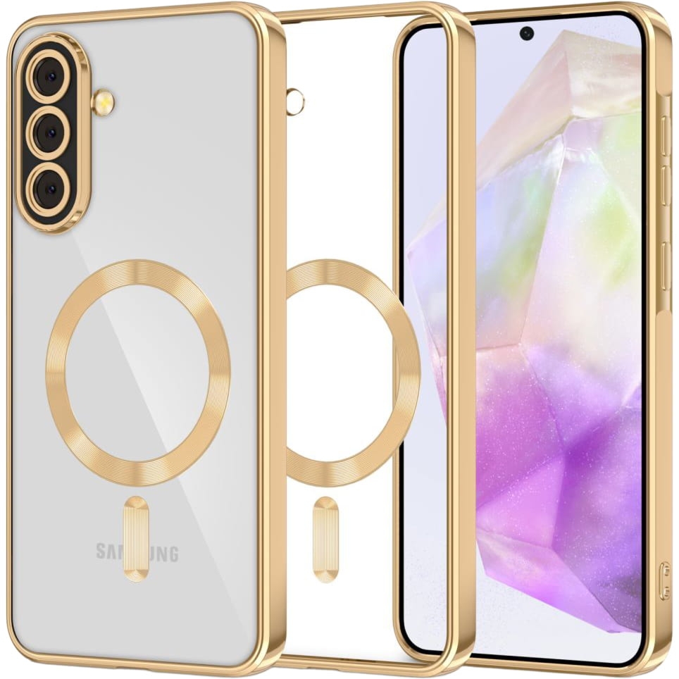 Etui z osłoną aparatu Tech-Protect MagFlex do Galaxy A37 5G do MagSafe, przezroczysto-złote