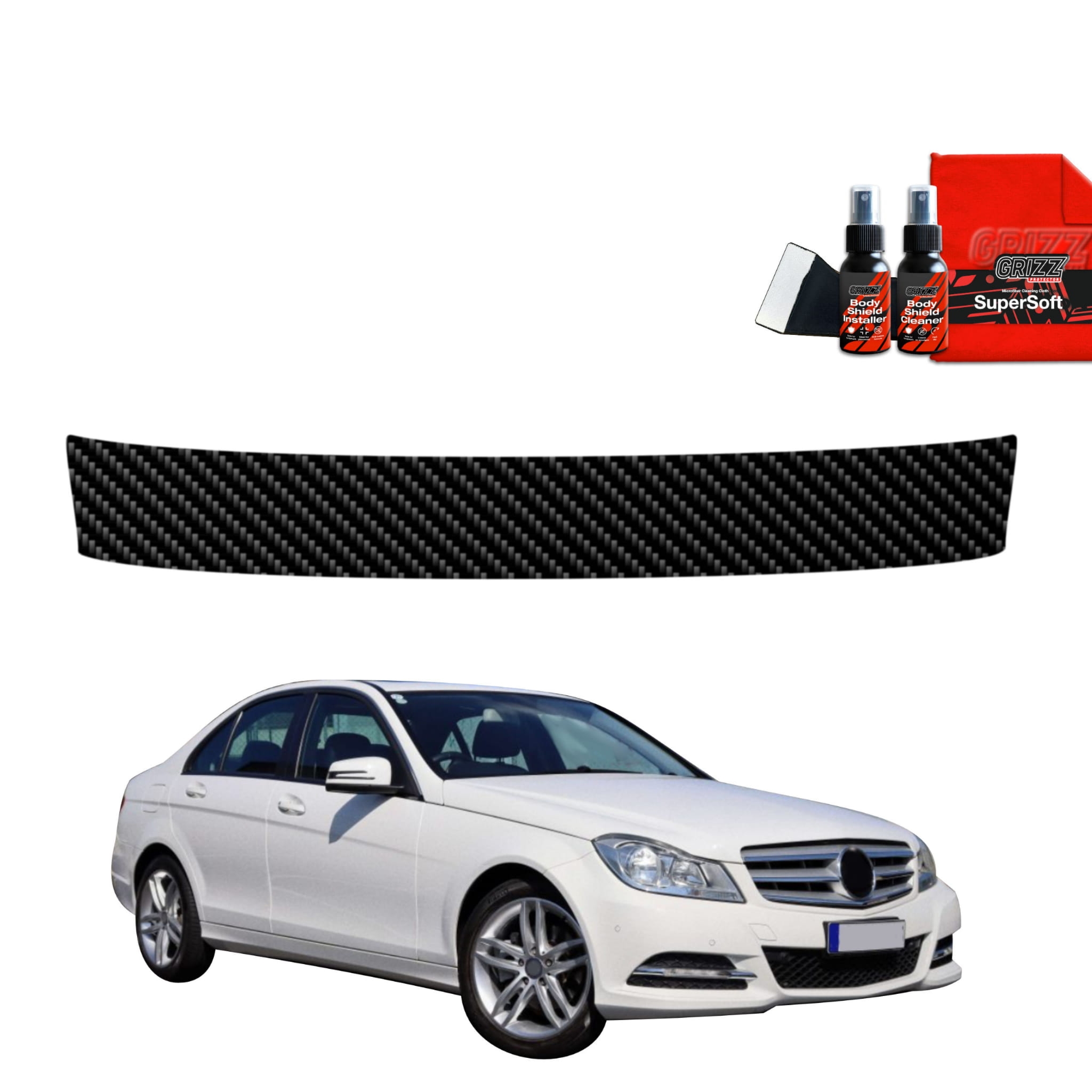 Folia karbonowa Grizz Protector na próg bagażnika do Mercedes Benz C Klasa W204 Sedan Facelifting (2011-2014)