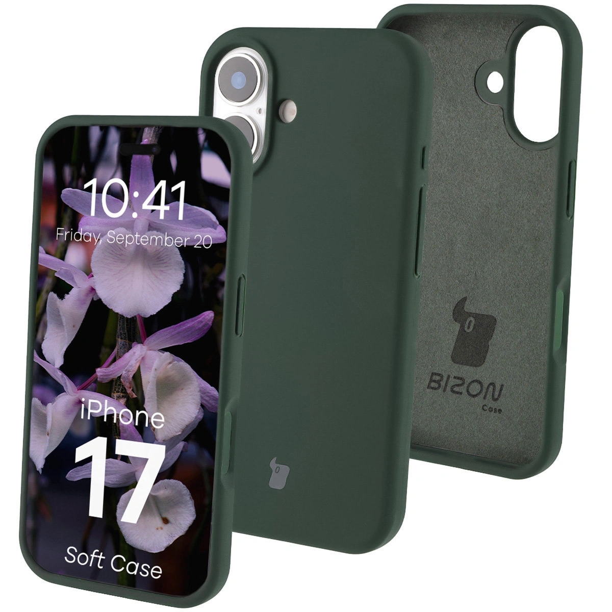 Silikonowe etui Bizon Soft Case do iPhone 17, ciemnozielone