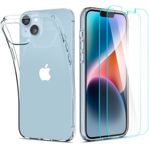 Image of Etui + 2x szkło Spigen Crystal Pack do iPhone 14 Plus, przezroczyste