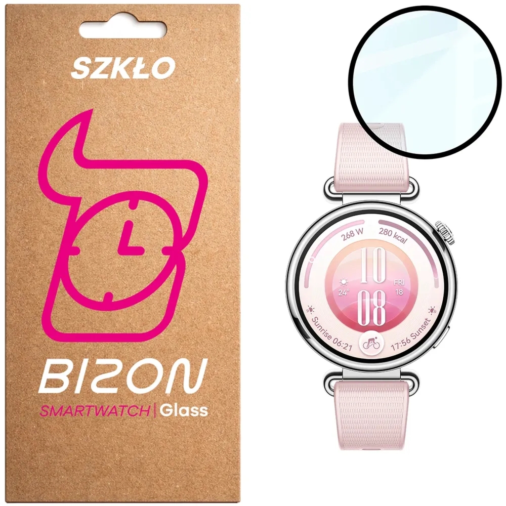 Szkło hybrydowe Bizon Watch Glass Edge Hybrid dla Huawei Watch GT 7 41 mm, czarne