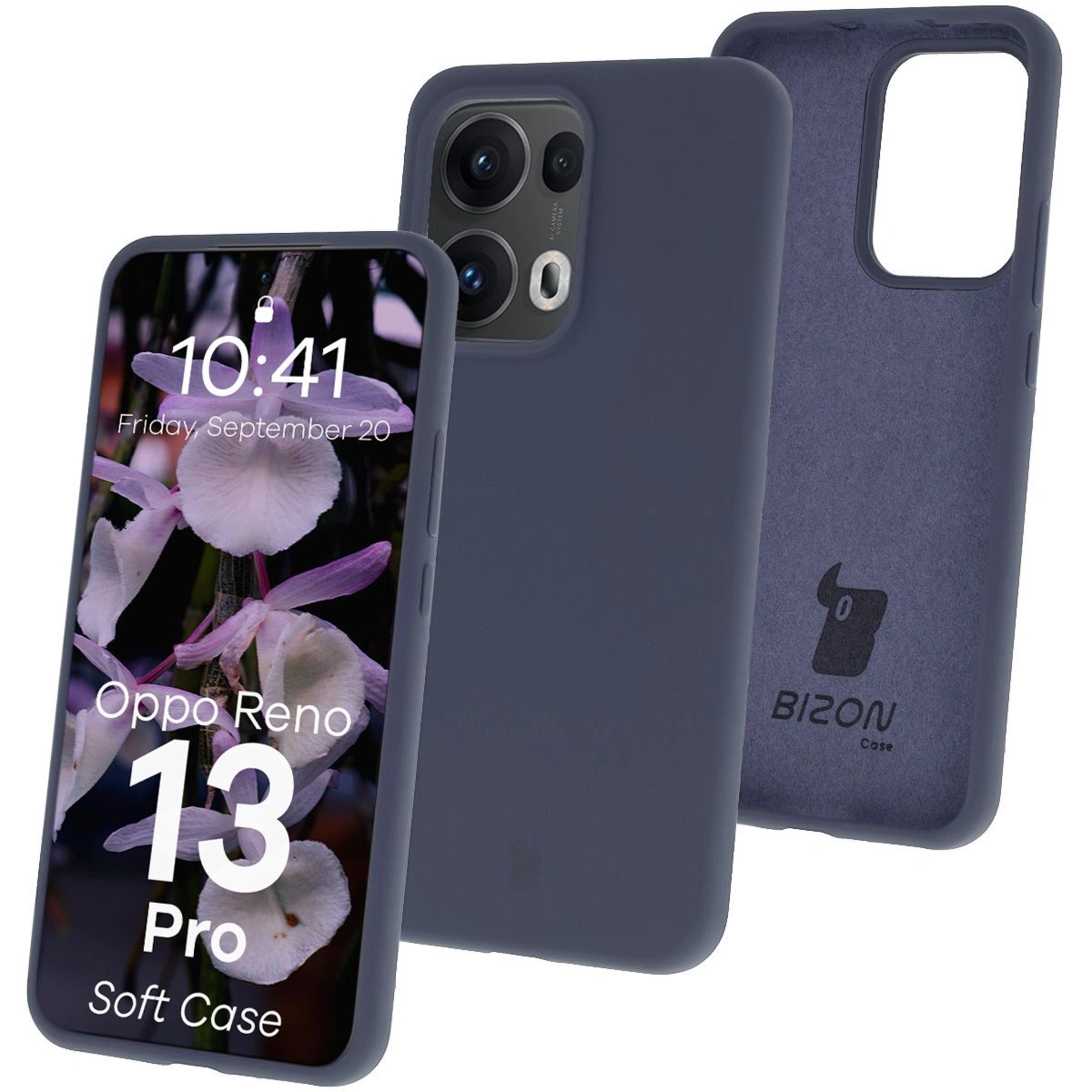 Silikonowe etui Bizon Soft Case do Oppo Reno13 Pro, ciemnoniebieskie