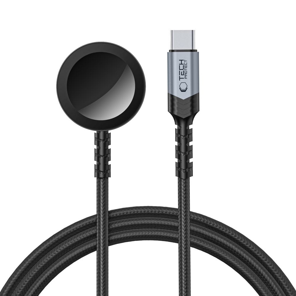 Image of Ładowarka magnetyczna, indukcyjna Tech-Protect UltraBoost MC10 Magnetic do Apple Watch USB-C, 1.2m, czarna