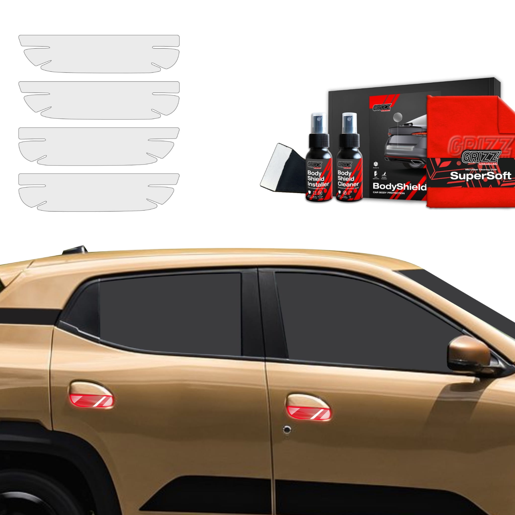 4w1 Folia ochronna Grizz Protector pod klamki do Dacia Spring (2024-2026)