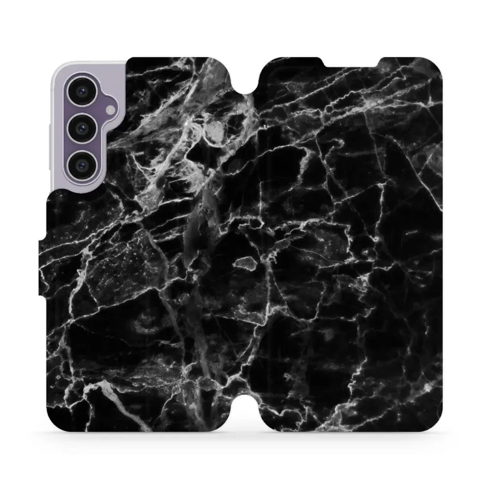 Etui z klapką do Galaxy S23 FE, Mobiwear Book, czarny marmur