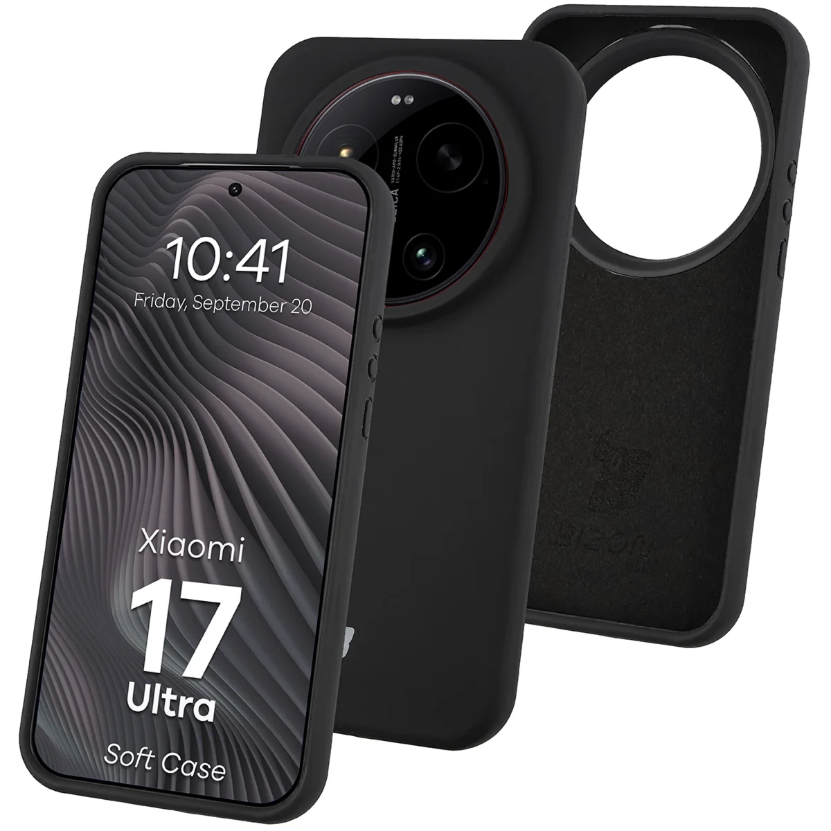 Silikonowe etui Bizon Soft Case do Xiaomi 17 Ultra, czarne