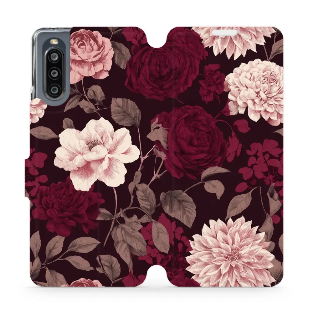 Etui z klapką do Sony Xperia 10 IV, Mobiwear Book, wino i dalie