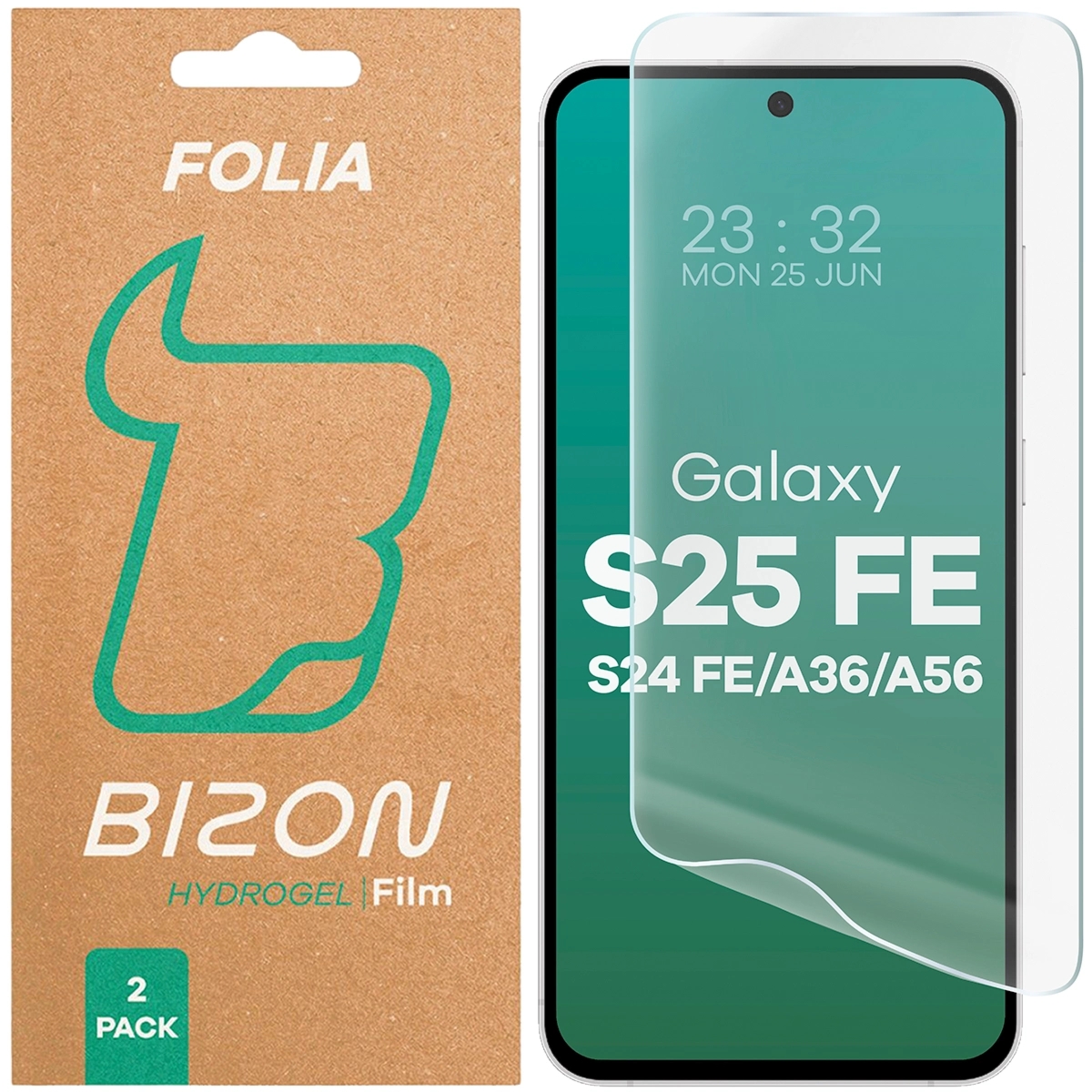 Folia hydrożelowa na ekran Bizon Film Hydrogel Front Duo do Galaxy S25 FE 5G / S24 FE 5G / A37 5G / A36 5G / A56 5G, 2 sztuki
