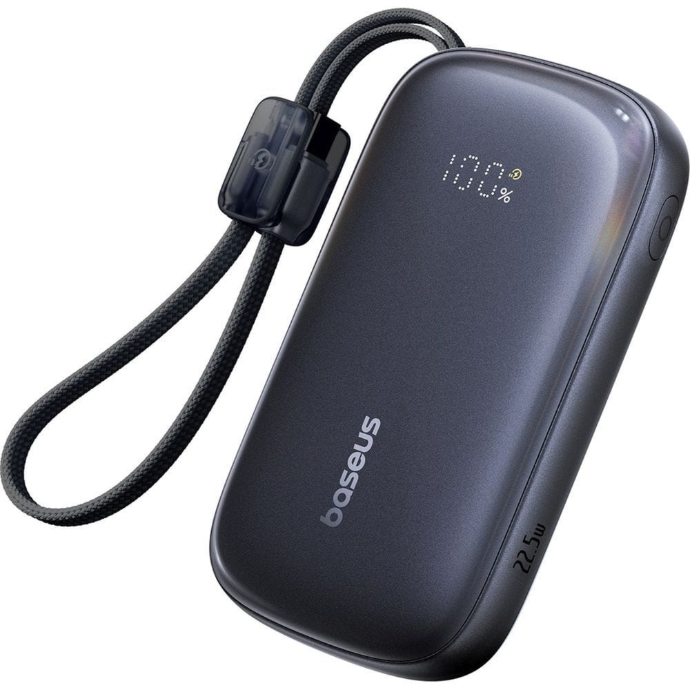 Powerbank z wyświetlaczem Baseus EnerFill FC21 20000mAh, 22.5W, USB-A, 1x USB-C, USB-A  + kabel USB-C – Lightning, czarny