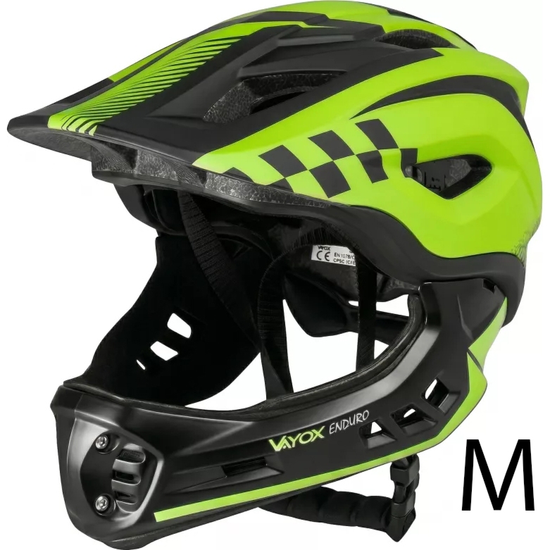 Kask rowerowy Vayox Enduro z odpinaną szczęką VA0421GM 54-58 cm, Rozmiar M, zielony