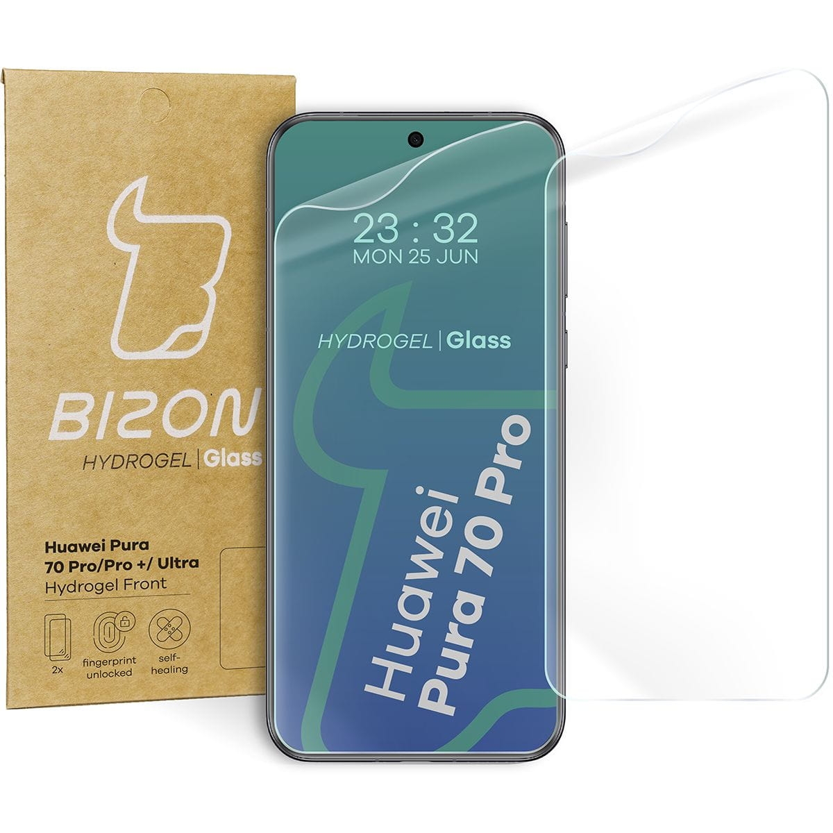 Image of Folia hydrożelowa na ekran Bizon Glass Hydrogel Front do Huawei Pura 70 Pro / Pro+ / Ultra, 2 sztuki
