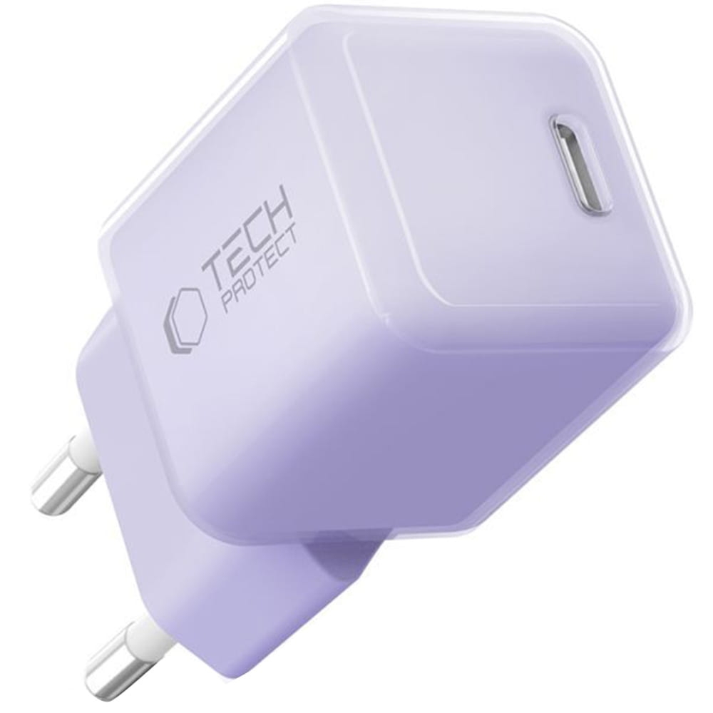 Ładowarka sieciowa USB-C PD, 25W, Tech-Protect NCM25, jasnofioletowa