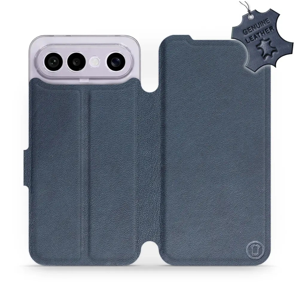 Etui z naturalnej skóry do Vivo X300 FE, Mobiwear Leather, granatowe