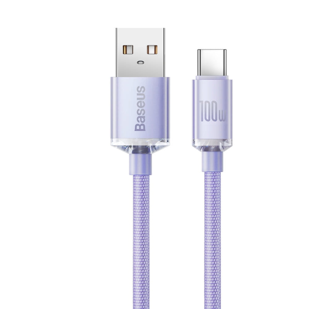 OUTLET: Kabel Baseus Crystal Shine 100W 5A USB-A do USB-C 1,2m, fioletowy