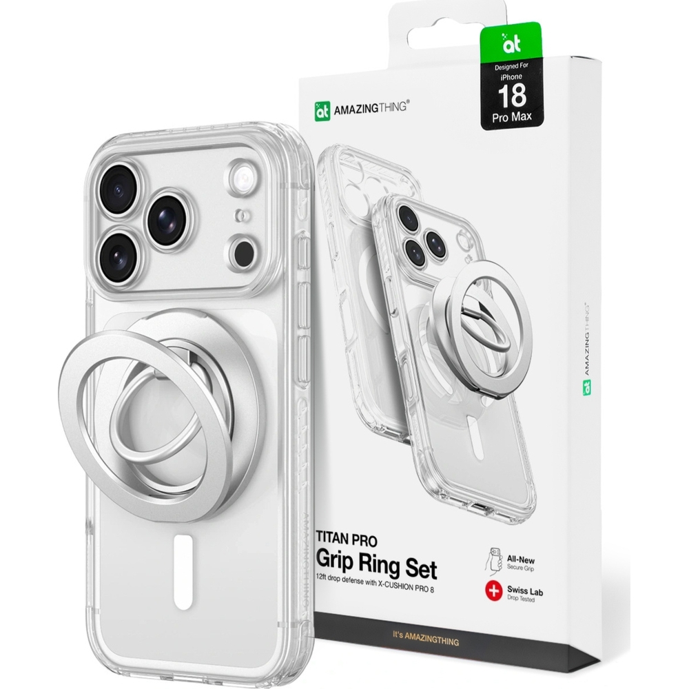 Etui AmazingThing Titan Pro Lens Ring Set do iPhone 18 Pro Max, przezroczyste