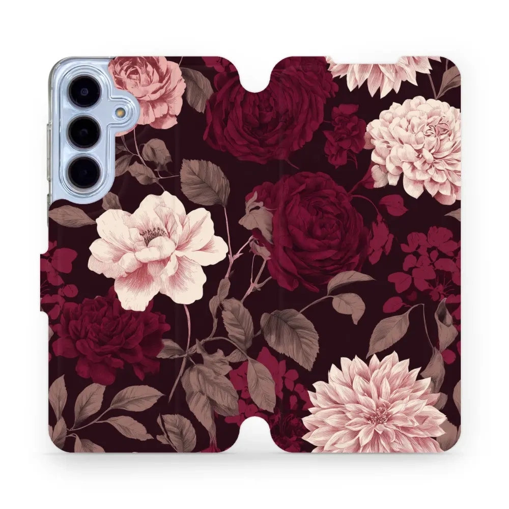 Etui z klapką do Galaxy S25 FE, Mobiwear Book, wino i dalie