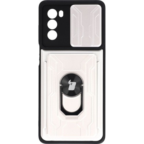 Image of Etui Bizon Case Camshield Card Slot Ring do Moto G62 5G, białe