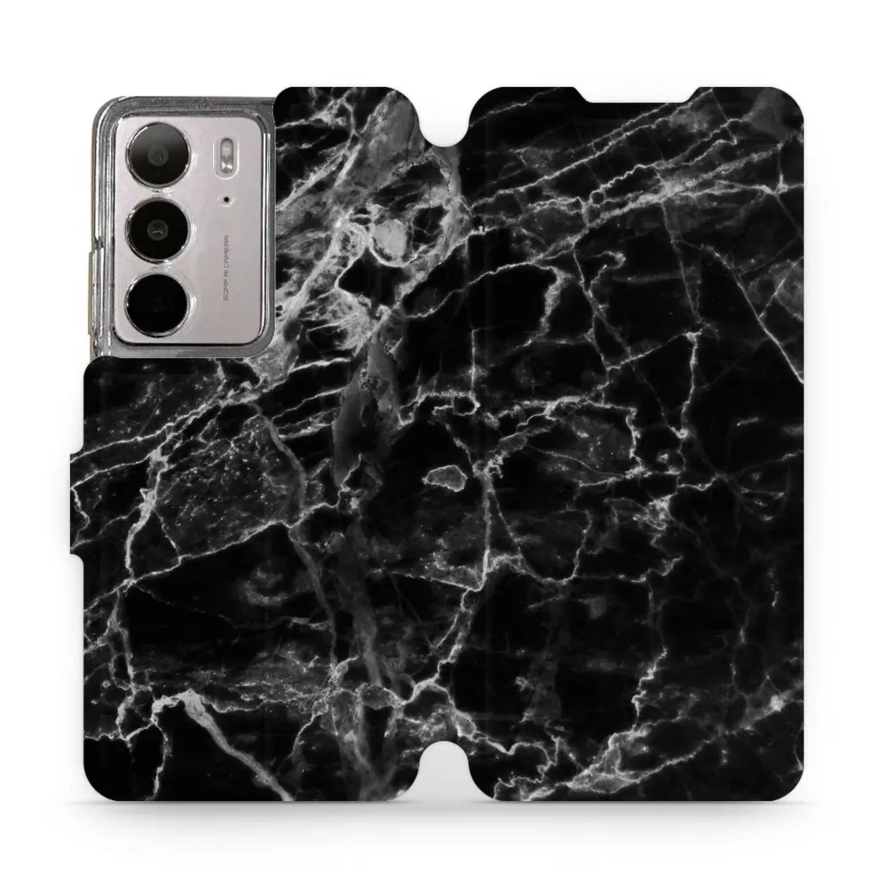 Etui z klapką do Realme C75 4G, Mobiwear Book, czarny marmur