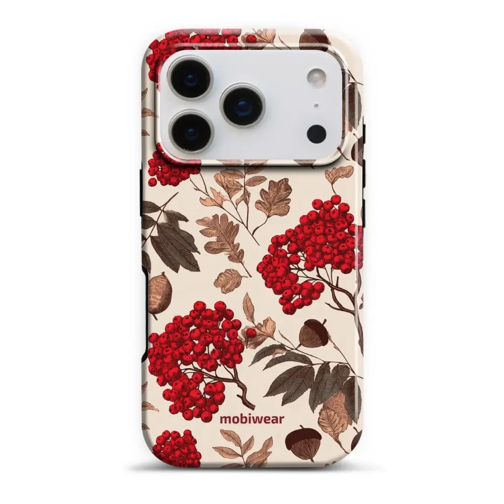 Etui ochronne do iPhone 17 Pro, Mobiwear Elite Pro MagSafe, jarzębina na ecru