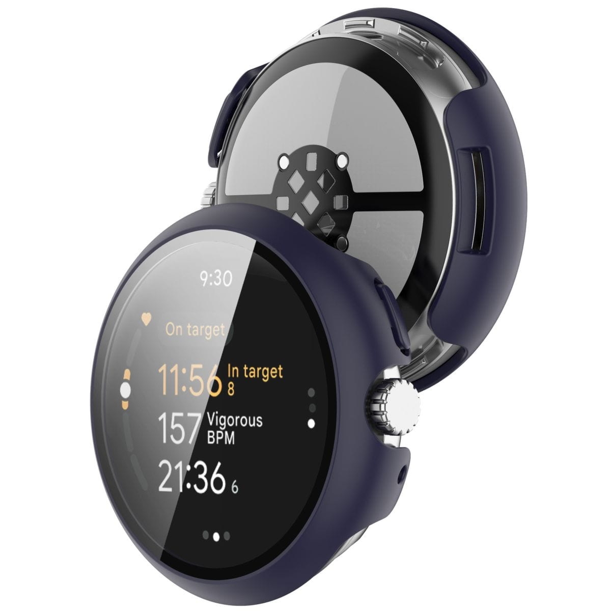 Etui ze szkłem do zegarka Bizon Case Watch Adamo do Google Pixel Watch 3 41mm, niebieskie