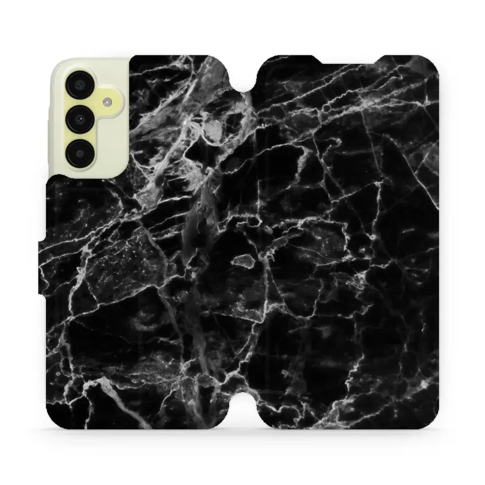 Etui z klapką do Galaxy M15 5G, Mobiwear Book, czarny marmur