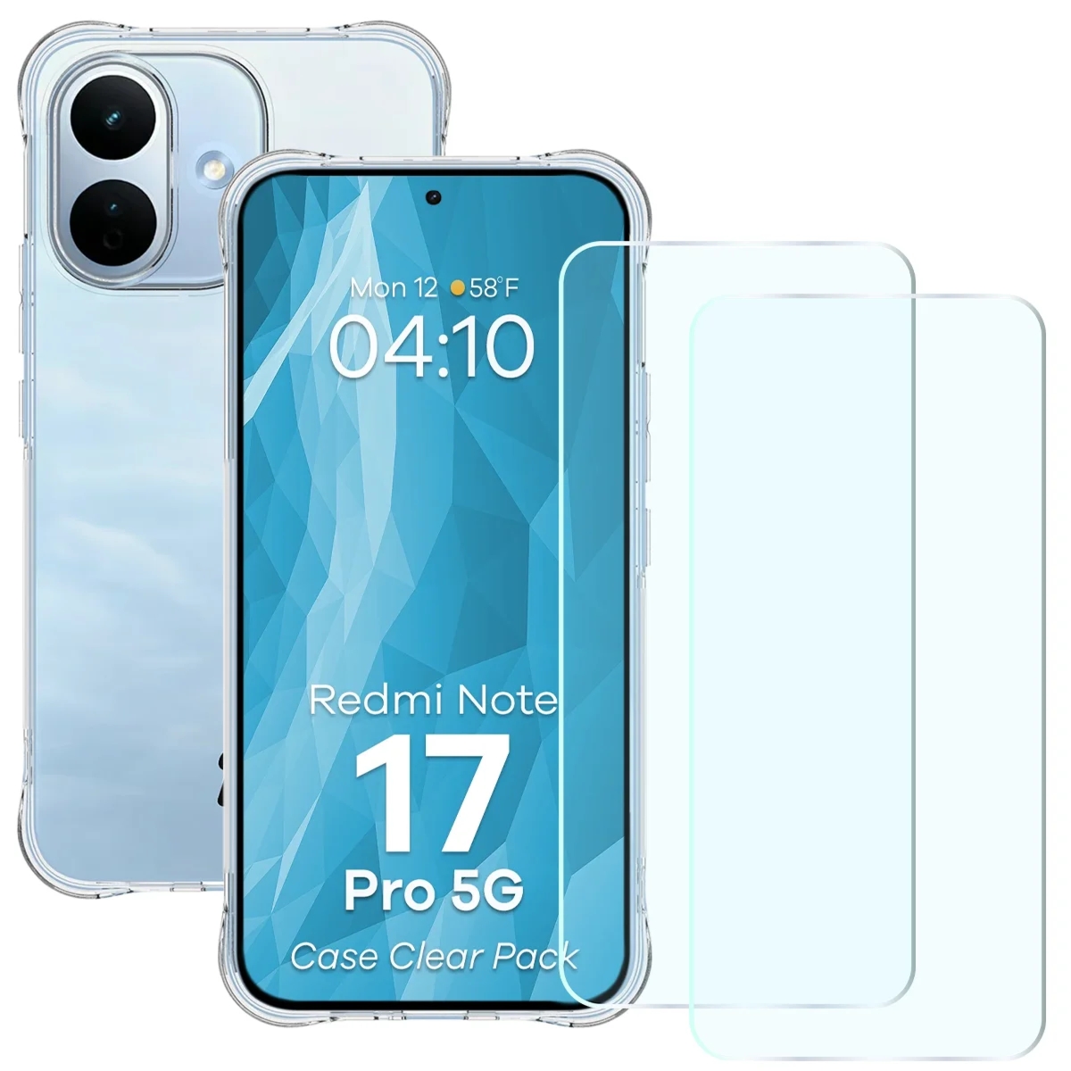 Elastyczne etui + 2x szkło hartowane Bizon Case Clear Pack do Xiaomi Redmi Note 17 Pro 5G