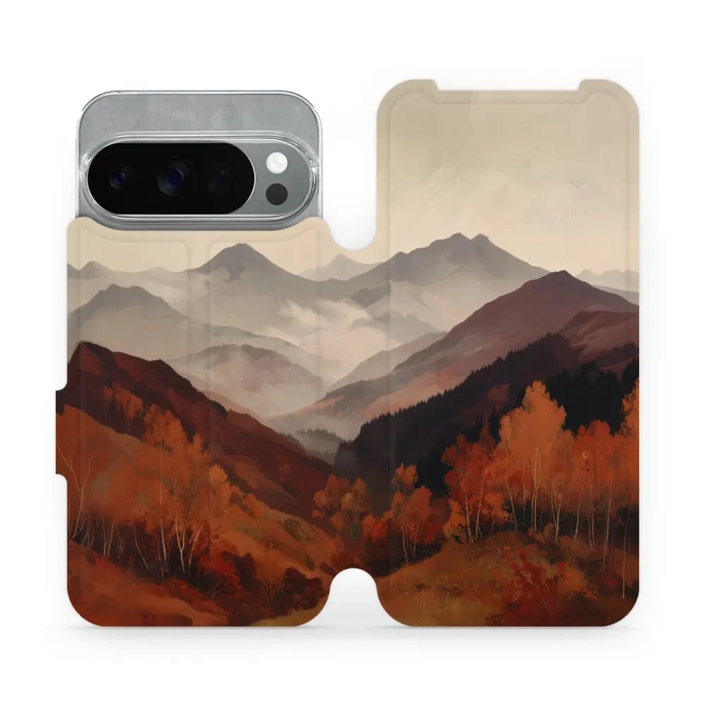 Etui z klapką do Google Pixel 10 Pro, Mobiwear Book, mglista dolina w górach