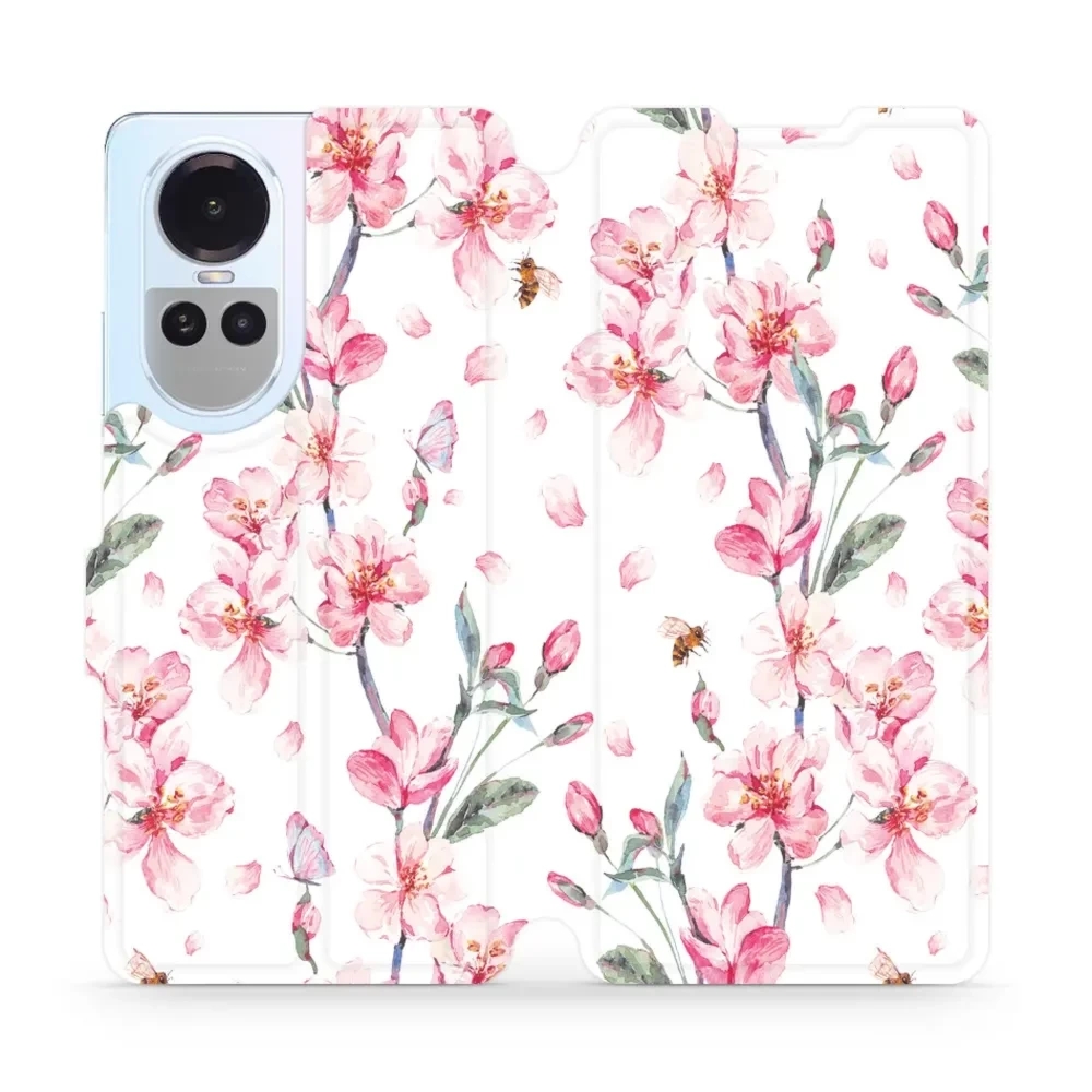 Etui z klapką do Oppo Reno10 5G, Mobiwear Book, różowa wiosna