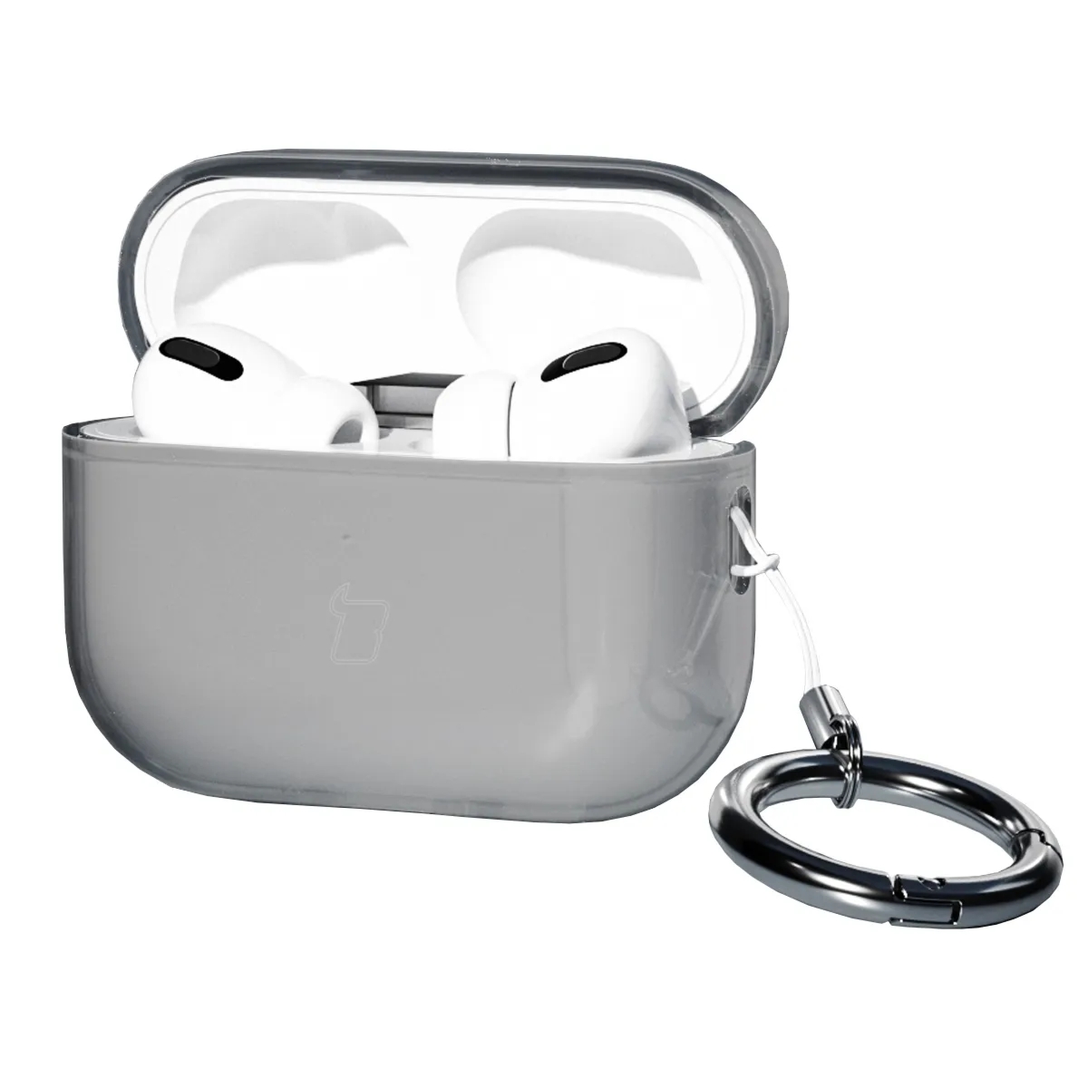 Elastyczne etui z karabińczykiem Bizon Case Headphone Clear do AirPods Pro 3, przeźroczysto-czarne