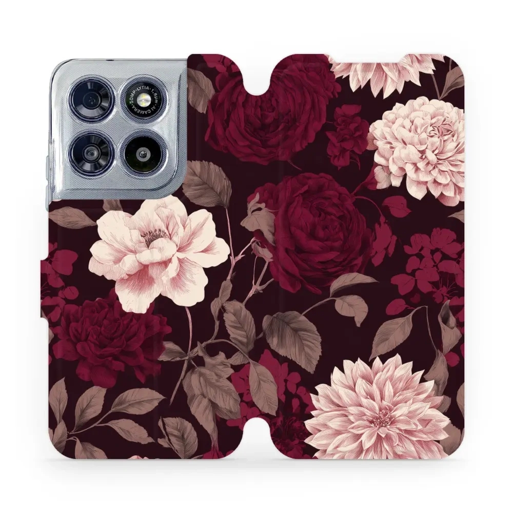 Etui z klapką do Motorola Moto G67 5G, Mobiwear Book, wino i dalie