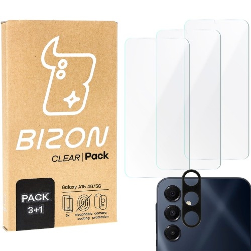 Image of 3x Szkło hartowane + szybka na aparat Bizon Clear 2 Pack do Galaxy A16 4G/5G