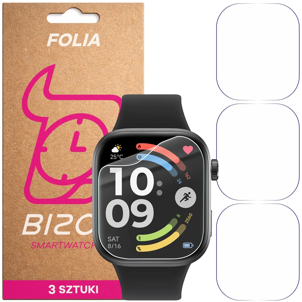 Folia ochronna na ekran zegarka Bizon Watch Film HydroFlex do Xiaomi Redmi Watch 6, 3 sztuki