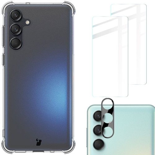 Image of Etui + 2x szkło + obiektyw Bizon Case Clear Pack do Galaxy M55 5G, przezroczyste