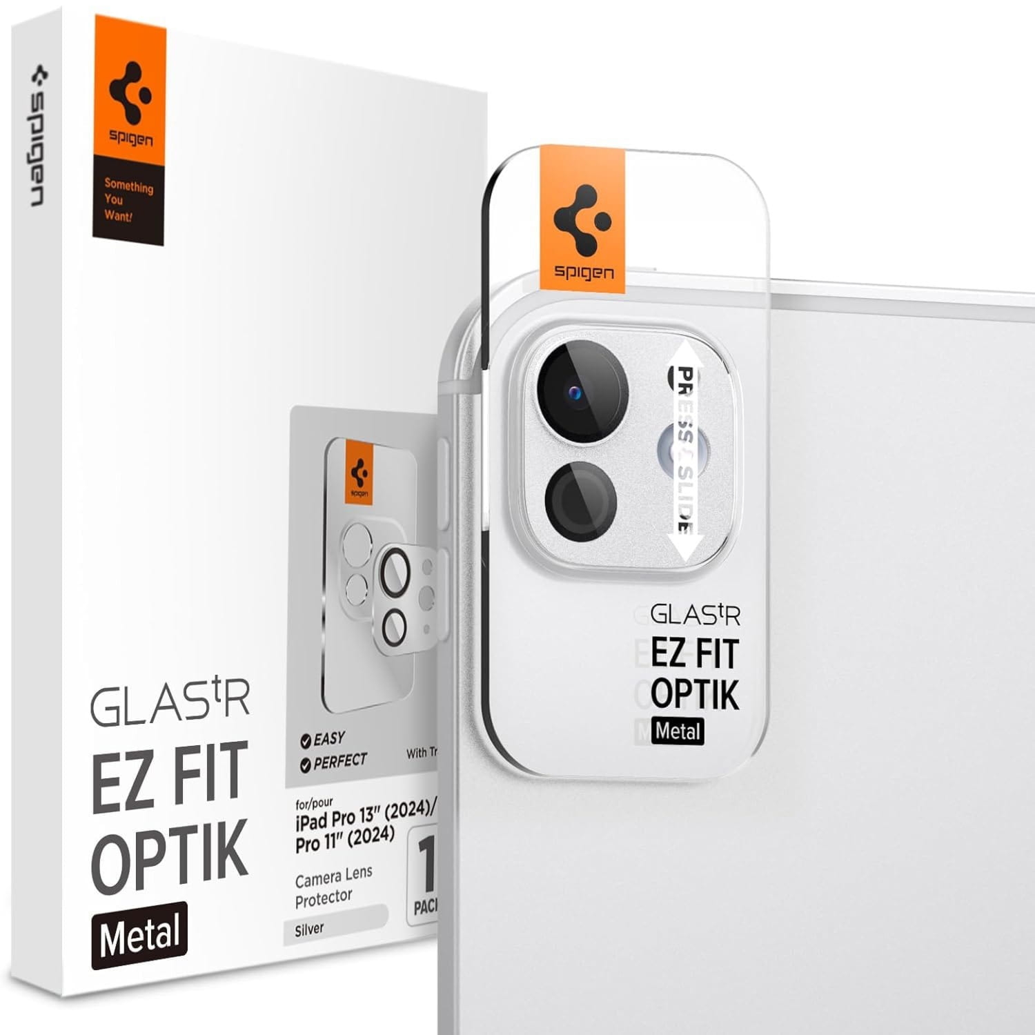 Szkło na aparat Spigen Glas.tR EZ Fit Optik Metal 1-Pack do iPad Pro 11″/ 13″ 2025 / 2024, srebrne