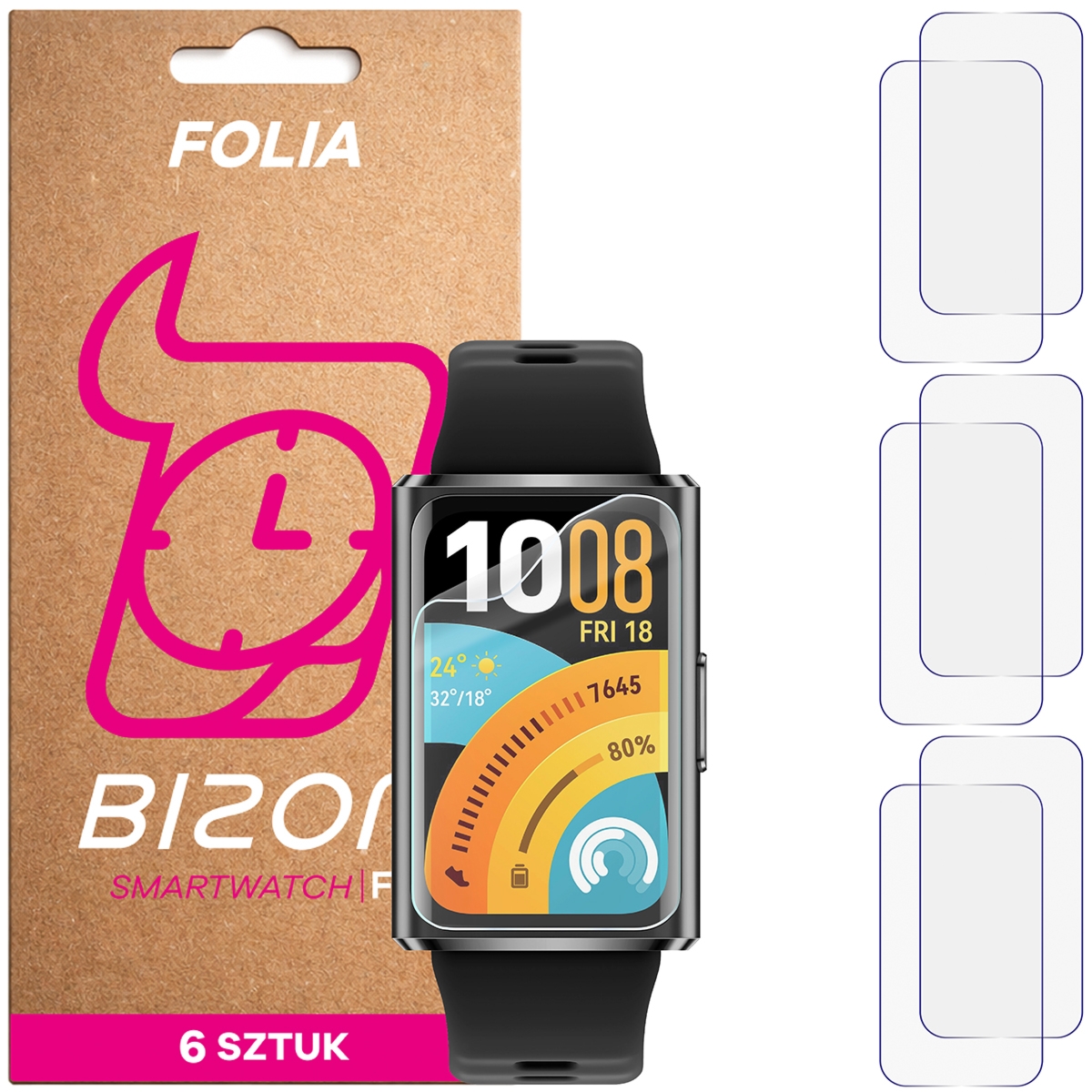 Folia ochronna na ekran zegarka Bizon Watch Film HydroFlex do Huawei Band 11 Pro, 6 sztuk