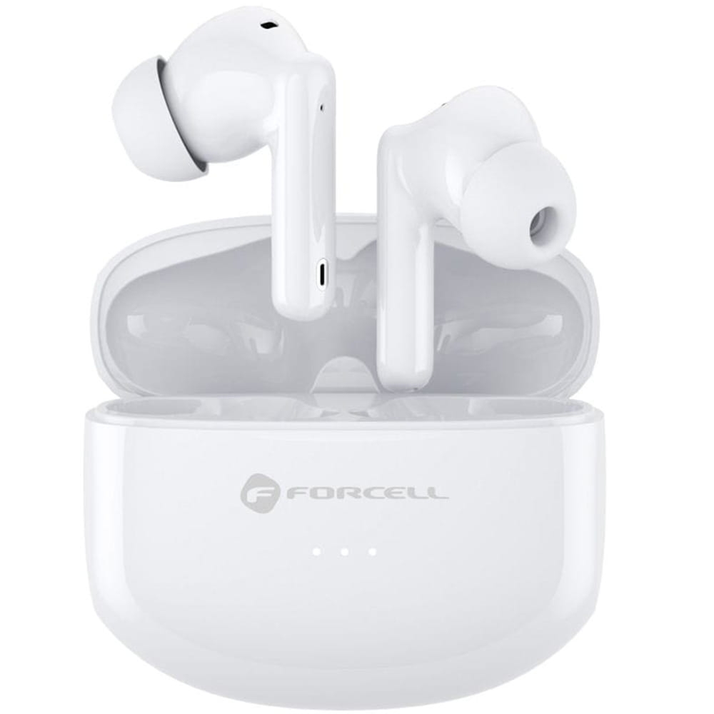 Słuchawki douszne Forcell F-Audio TWS Clear Sound Bluetooth 5.3 z etui ładującym, białe