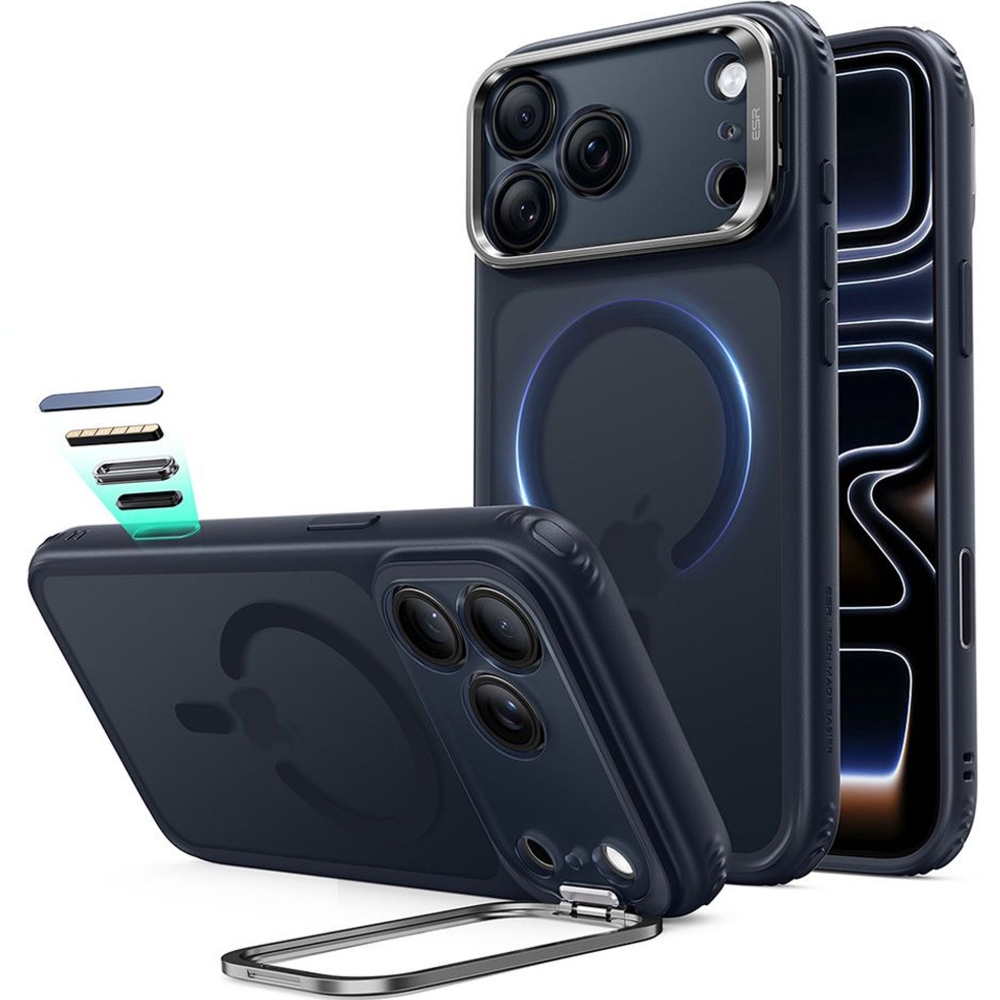 Etui ESR Classic Hybrid Kickstand do MagSafe do iPhone 18 Pro Max / 17 Pro Max, granatowo-przydymione