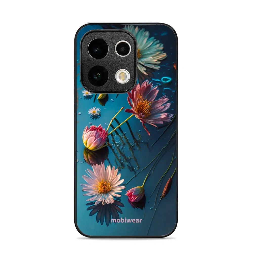 Etui ochronne do Oppo Reno16 5G, Mobiwear Glossy Case, niebiesko-kwieciste