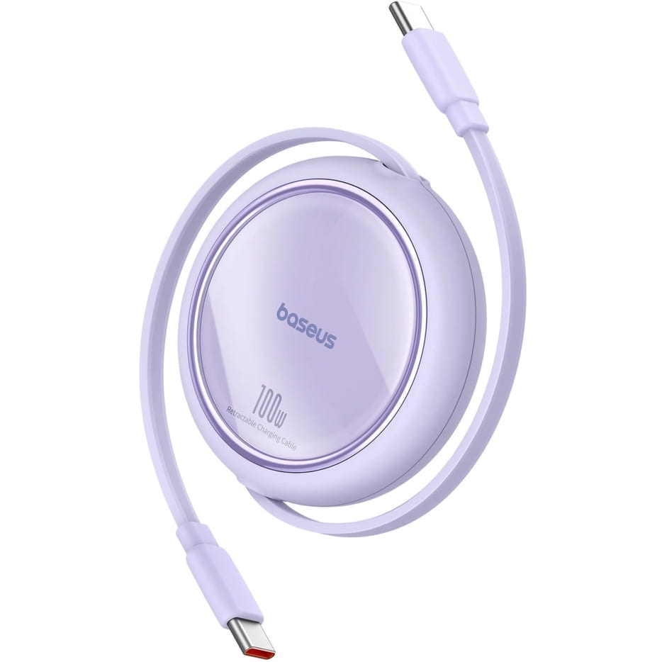 Kabel wysuwany Baseus Free2Draw Mini USB-C do USB-C, 100W, 1m, fioletowy