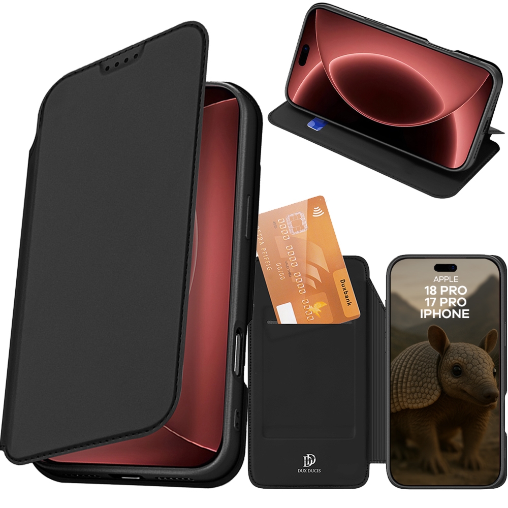 Etui z klapką Dux Ducis Skin Pro do iPhone 18 Pro / 17 Pro, czarne