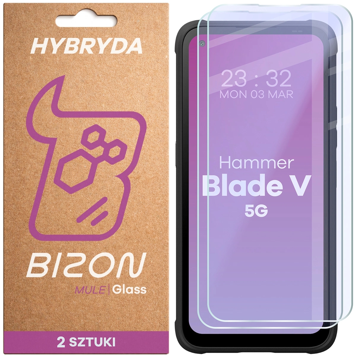 Elastyczne szkło hybrydowe Bizon Hybrid Mule Duo do HAMMER Blade V 5G, 2 sztuki