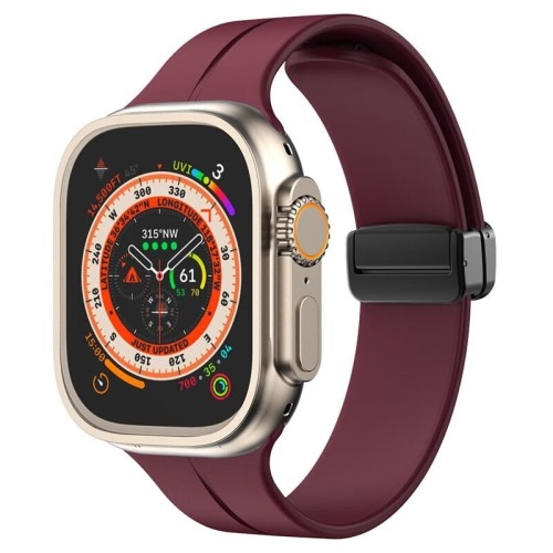 Image of Silikonowy pasek Bizon Strap Watch Silicone do Apple Watch 44/45/46/49mm, burgundowy