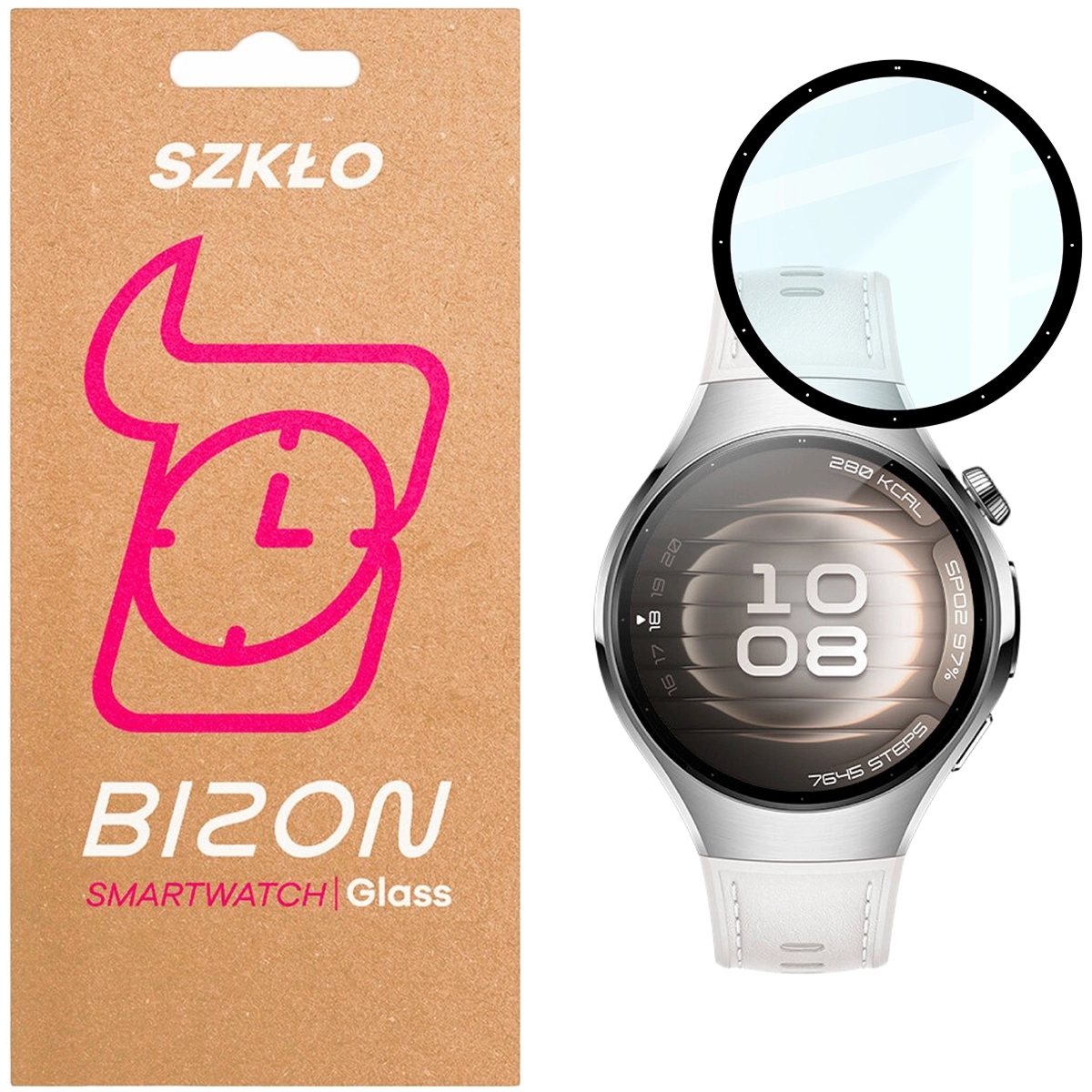Szkło hybrydowe Bizon Watch Glass Edge Hybrid dla Huawei Watch 5 42 mm, czarne